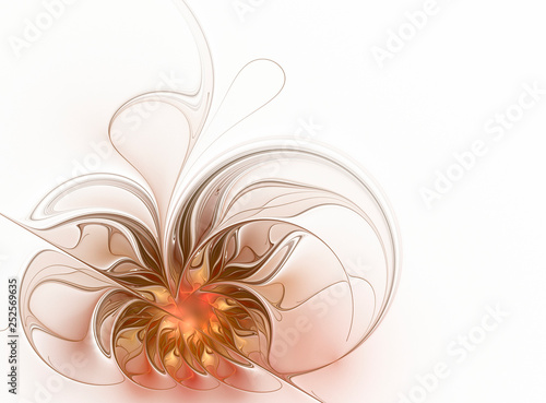 Abstract fractal autumn flower on a white background