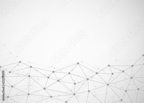 Abstract gray background with connecting dots and lines. Data and technology graphic design. Network connection concept