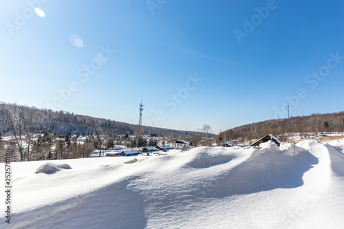 winter landscape with road and snow