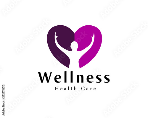 human health Heart wellness logo design inspiration