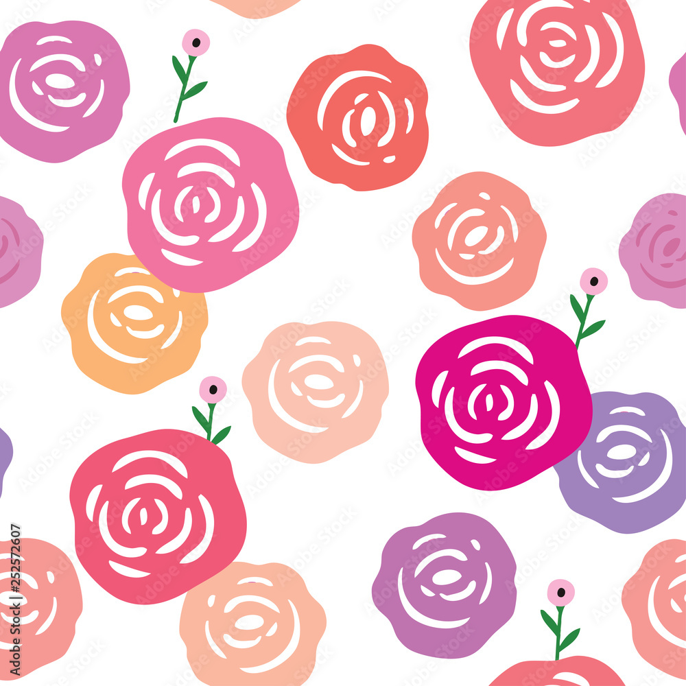 Rose and white background seamless pattern vector. Rose and white background seamless pattern vector.