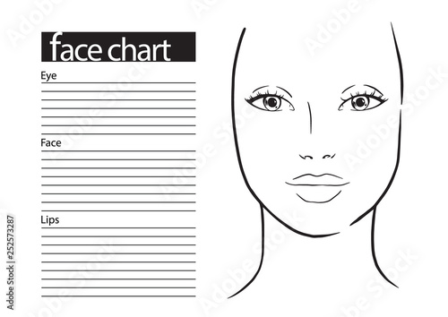Face chart Makeup Artist Blank. Template. Vector illustration.