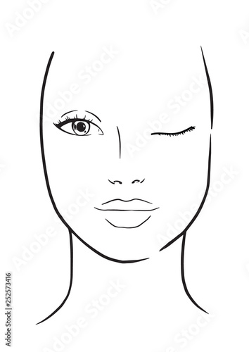 Face chart Makeup Artist Blank. Template. Vector illustration.
