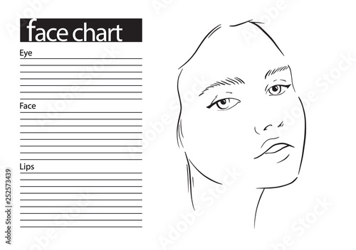 Face chart Makeup Artist Blank. Template. Vector illustration.