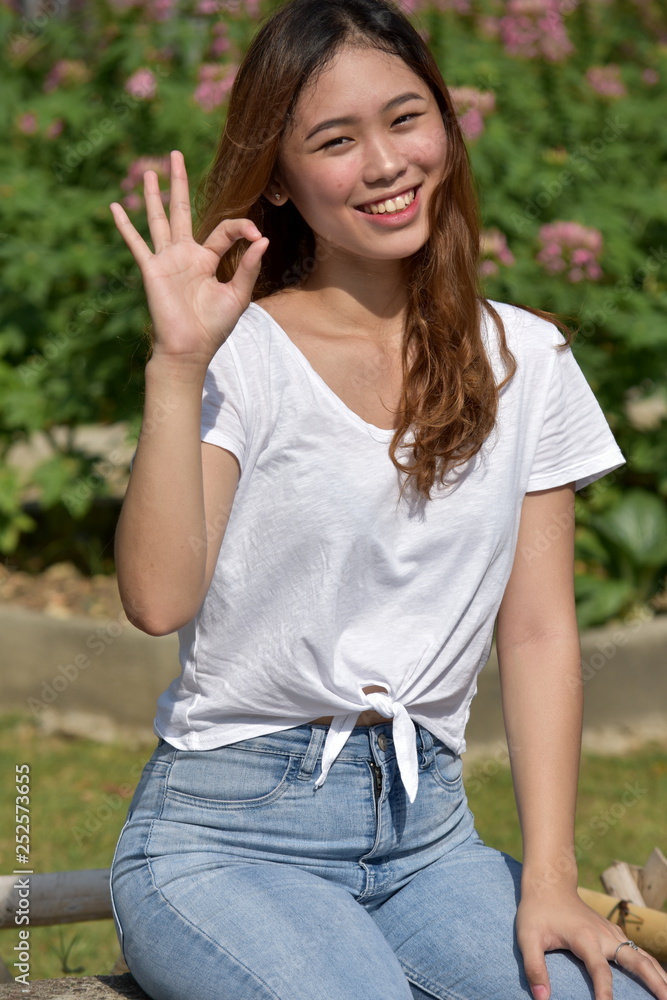 Fototapeta premium Female And Okay Sign
