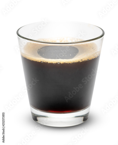 Cup of black espresso coffee isolated on white background