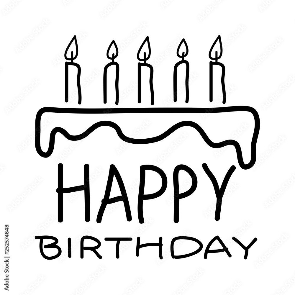happy birthday and doodle cake, vector - Vector happy birthday and doodle cake, vector - Vector