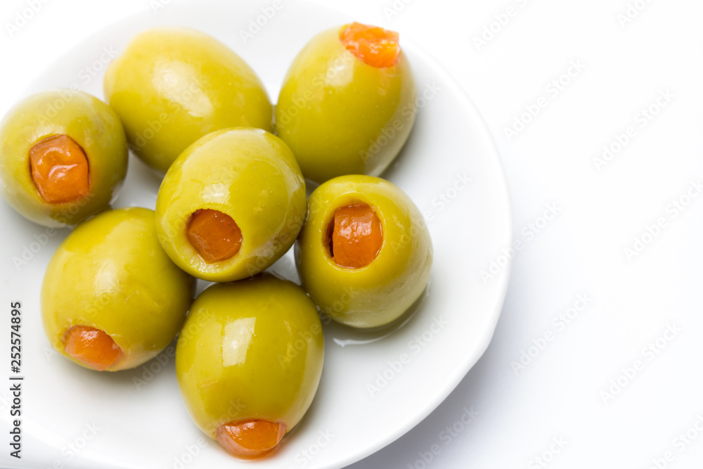 Aceitunas verdes rellenas de pimiento rojo Aceitunas verdes rellenas de pimiento rojo