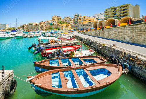 Boats in the old port of Heraklion, Crete, Greece.