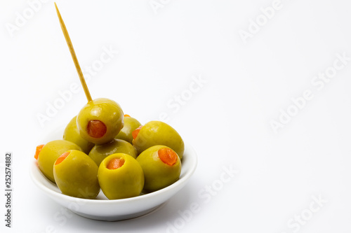 Bilde på lerret Aceitunas verdes rellenas de pimiento rojo