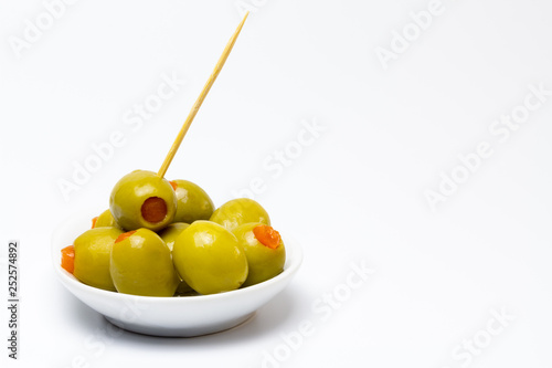 Aceitunas verdes rellenas de pimiento rojo