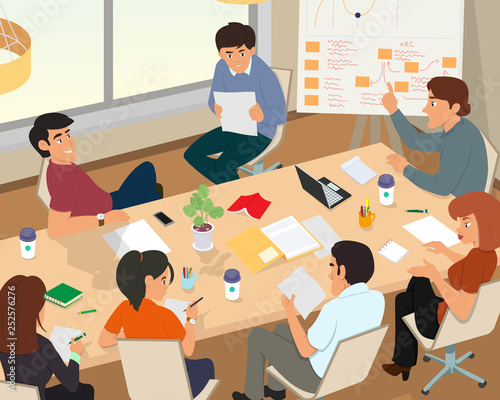 people in a business office setting are holding a business meeting.