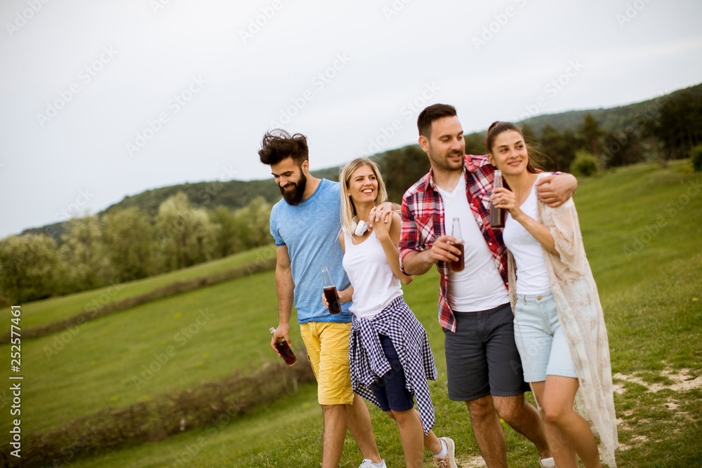 Happy group of friends having fun and smiling at nature Happy group of friends having fun and smiling at nature