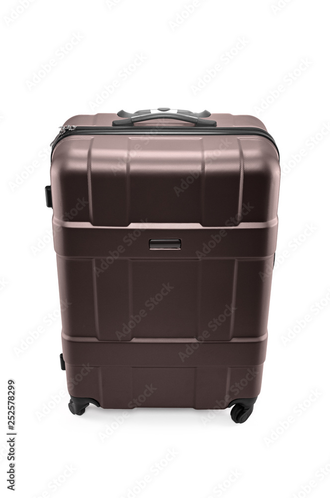 Plastic brown travel bag isolated on white background Plastic brown travel bag isolated on white background