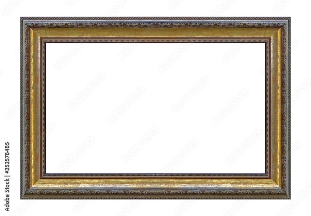 Golden frame for paintings, mirrors or photo isolated on white background Golden frame for paintings, mirrors or photo isolated on white background