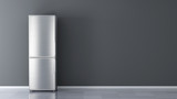 Modern Stainless Steel Refrigerator. Fridge Freezer Isolated on a White Background. 3d rendering