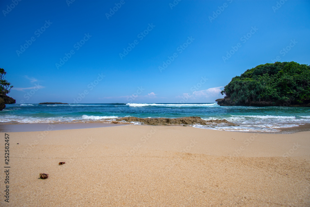 Tranquil scenery, relaxing beach, tropical landscape design. Summer vacation travel holiday design 