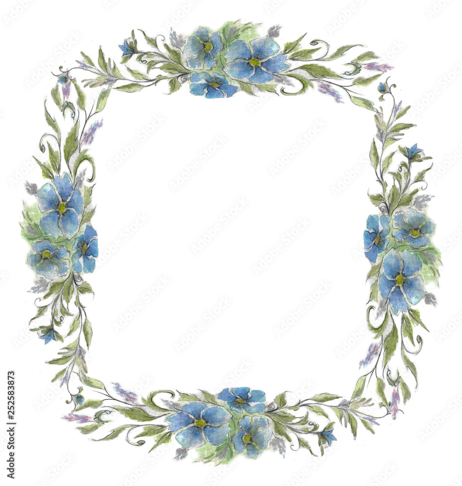 Fototapeta premium illustration watercolor floral patterns frame