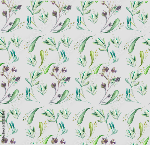  illustration of watercolor floral patterns on a gray background