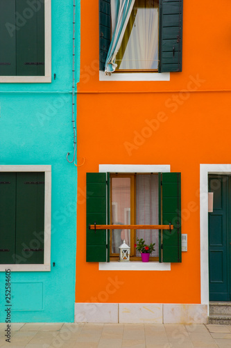 Colorful houses in Burano, an island in the Venetian Lagoon