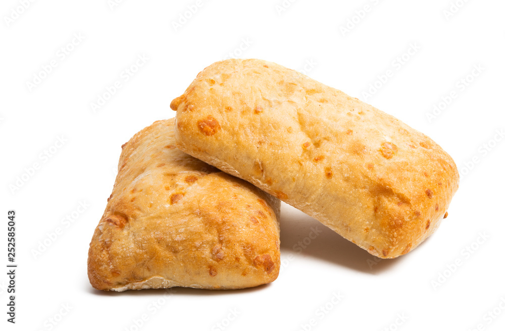 ciabatta with cheese isolated