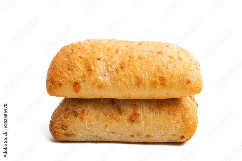 ciabatta with cheese isolated