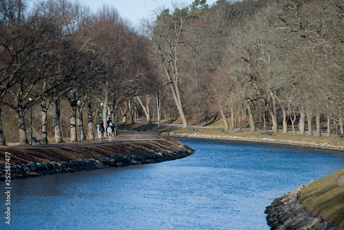 The channel of the Djurgården island with path for riders and walking