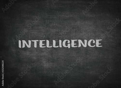 intelligence concept word on a blackboard background
