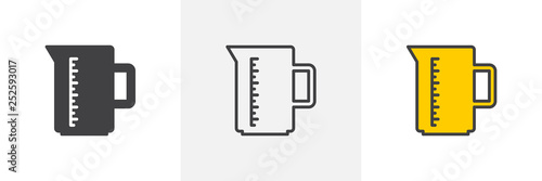 Measuring cup icon. Line, glyph and filled outline colorful version, kitchen jug outline and filled vector sign. Symbol, logo illustration. Different style icons set. Pixel perfect vector graphics