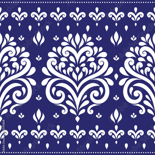 Blue and white ornamental seamless pattern. Vintage vector  paisley elements. Ornament. Traditional  Turkish  Indian motifs. Great for fabric and textile  wallpaper  packaging or any desired idea.