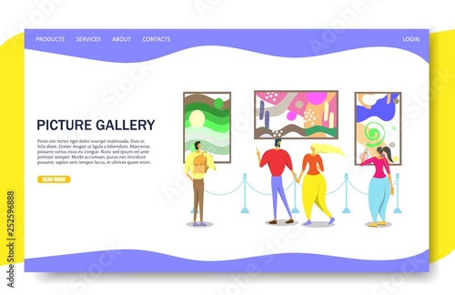 Picture gallery vector website landing page design template