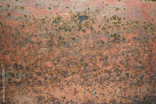 Red rusty iron industrial and grunge background, rough textured surface for your design