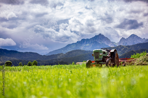 Old tractor in the Alpine meadows