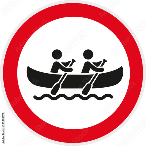 Schild Verbot mit Piktogramm Paddelboot