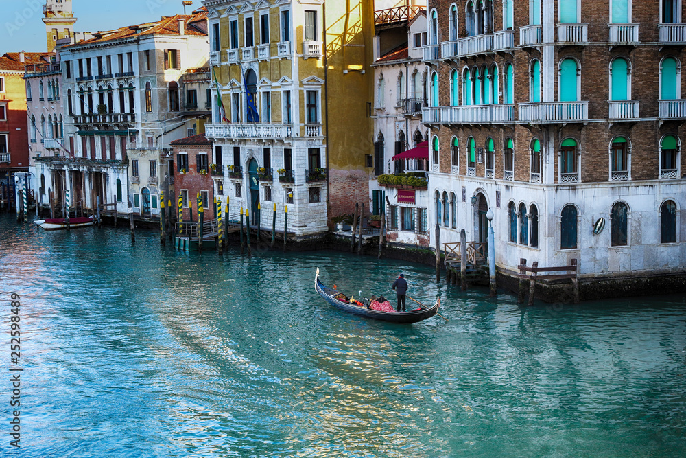 Grand Canal with gondola in Venice