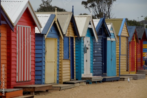 colorful beach huts in brighton Australia © Ko