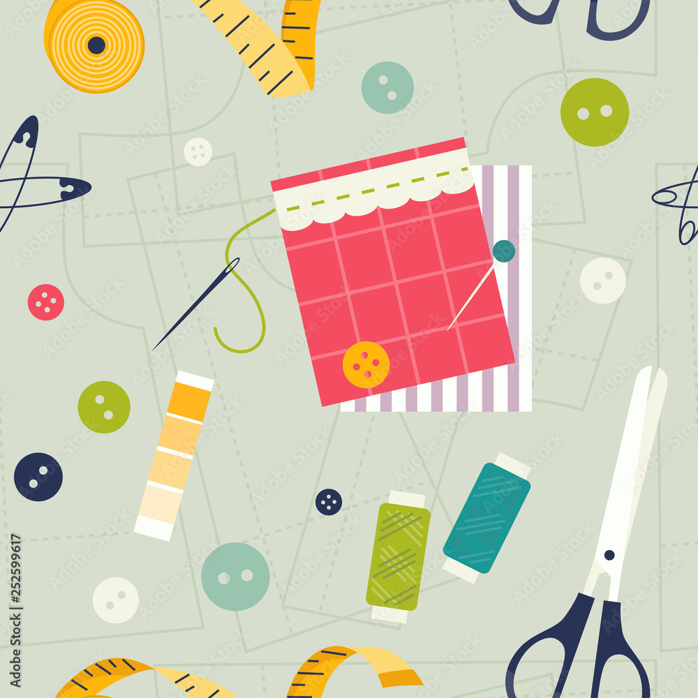 Sewing seamless pattern vector Sewing seamless pattern vector