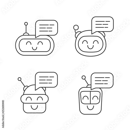 Chatbots messages linear icons set