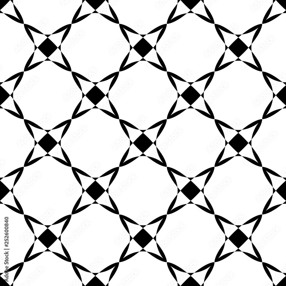 Fototapeta premium Seamless pattern with geometric shapes, monochrome illustration