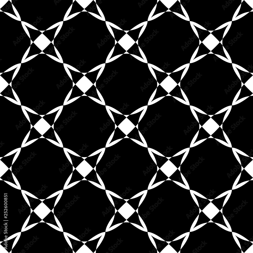 Fototapeta premium Seamless pattern with geometric shapes, monochrome illustration