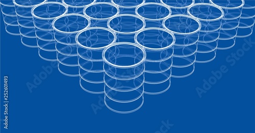 Group of oil barrels. Vector rendering of 3d