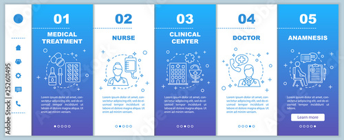 Medicine and healthcare onboarding mobile web pages vector template