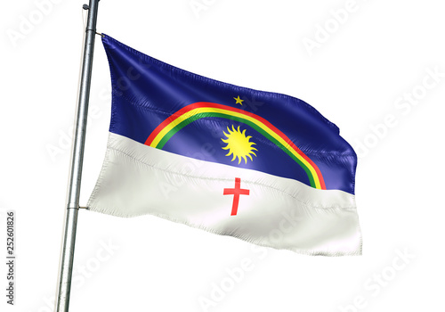 Foto Pernambuco state of Brazil flag waving isolated 3D illustration