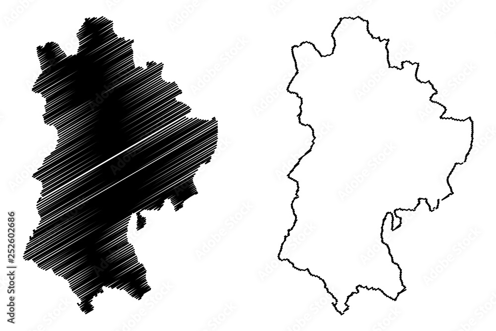 Bedfordshire (United Kingdom, England, Non-metropolitan county, shire county) map vector illustration, scribble sketch Beds. map