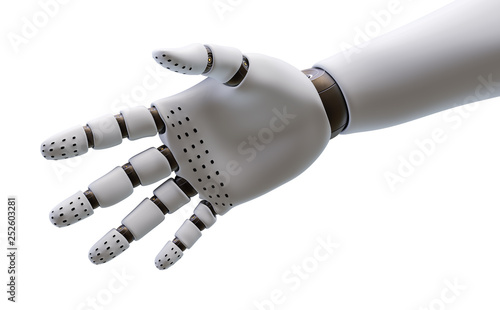 White Robot Hand, Isolated