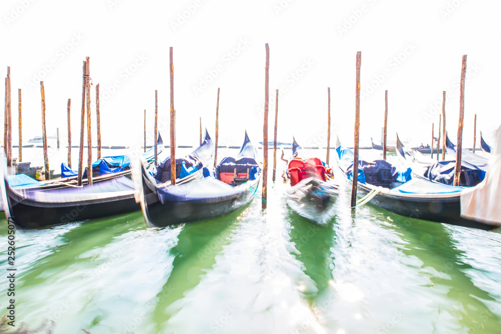 Gondolas in Venice (Italy) Image in high key Gondolas in Venice (Italy) Image in high key