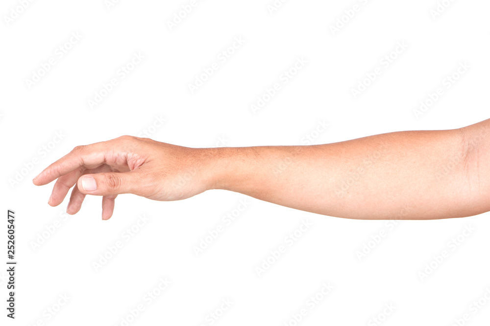 Male Caucasian hand gestures isolated over the white background, set of multiple images. Male Caucasian hand gestures isolated over the white background, set of multiple images.