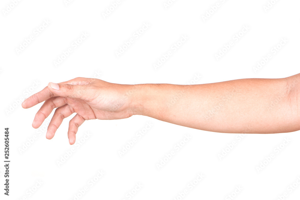 Male Caucasian hand gestures isolated over the white background, set of multiple images. Male Caucasian hand gestures isolated over the white background, set of multiple images.