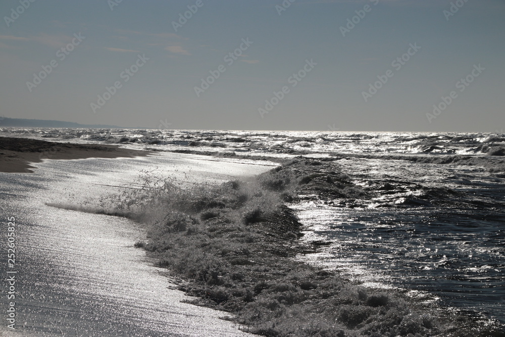 Sea shore, waves of the Baltic sea.