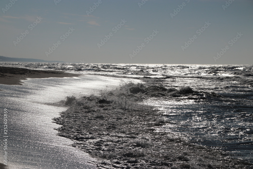 Sea shore, waves of the Baltic sea.